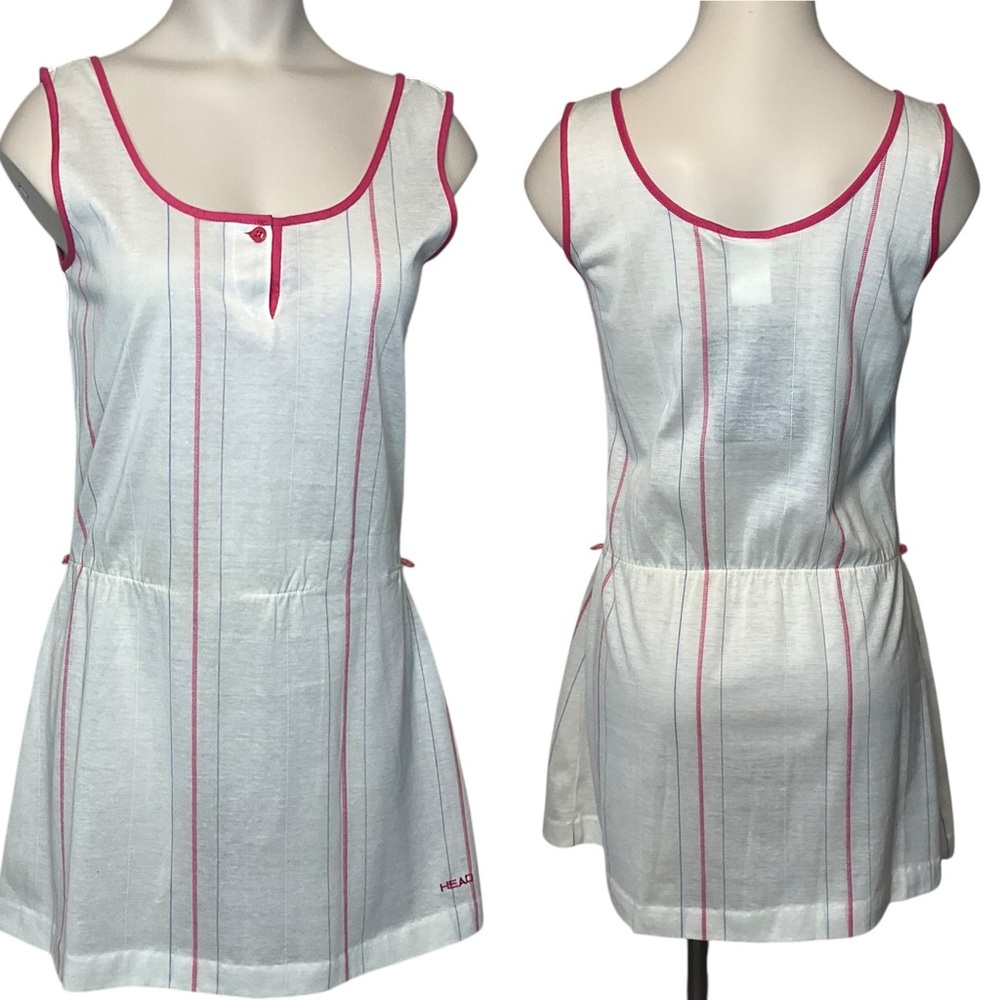 vtg HEAD sz Small Tennis Dress 100% Cotton NWT FLAWED Off White Pink USA 80s